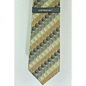 Croft & Barrow 100% Silk Neck Tie Mens Stain Resistant Circles Metallic 60"